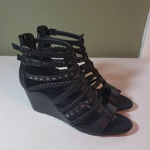 Black Studded Wedges
